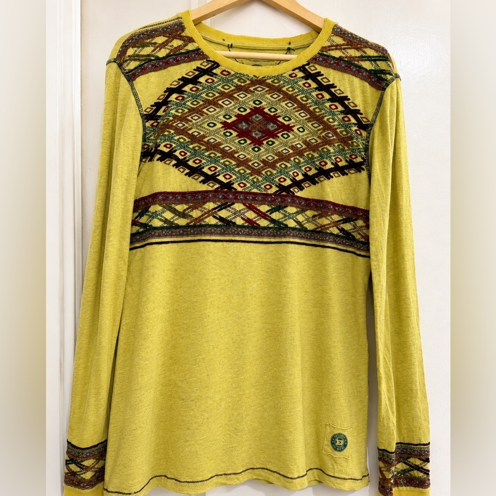 Double D Ranch Yellow Southwestern Pattern Long Sleeve Shirt